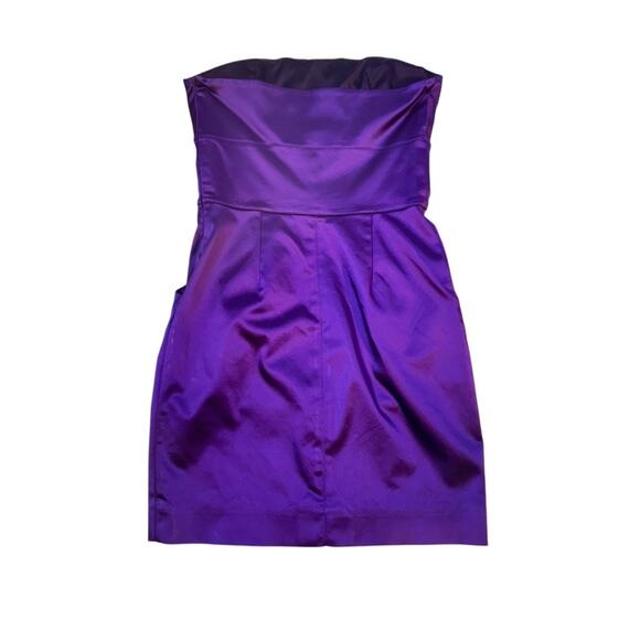 Diane Von Furstenberg Fiorenza Strapless Mini Dress in Purple Satin Cocktail 4 - Picture 3 of 15